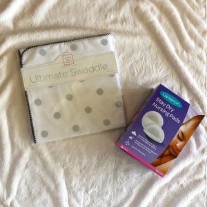 💓NEW SET:Swaddle,nursing cover+Pads